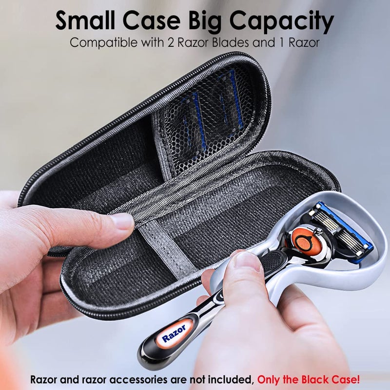 Enerfort Hard EVA Razor Travel Case Compatible with Gillette Men's Razor - Mesh Pocket for 2 Razor Blades + Lightweight Carrying Handle + Durable Zipper (Only Case) (Black) - Image 2